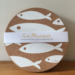 Cork White Fish Placemat Set Of 4