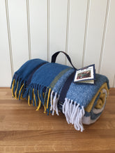 Load image into Gallery viewer, Tweedmill Polo Picnic Rug with Waterproof Backing and Carry Strap - Block Check Ink &amp; Yellow