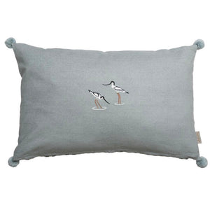 Coastal Birds Embroidered Cushion
