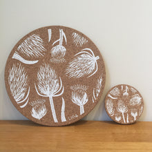 Load image into Gallery viewer, Cork Thistle Coasters Set Of 4