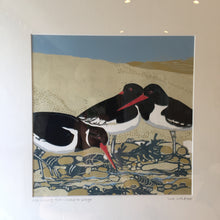 Load image into Gallery viewer, ORIGINAL REDUCTION LINO CUT ART &quot;ALONG THE WATERS EDGE&quot; 2/9 FRAMED IN SOLID OAK