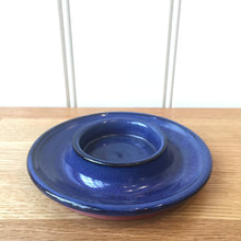 Load image into Gallery viewer, Pottery Candle Holder Dish Glazed Deep Blue