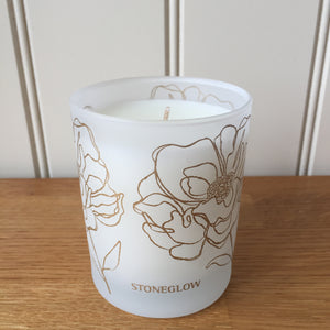 Stoneglow Scented Candle Day Flower New Collection White Linen & Cotton