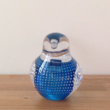 Load image into Gallery viewer, Svaja Basil Bird Big Bubbles Teal Glass Ornament Paperweight