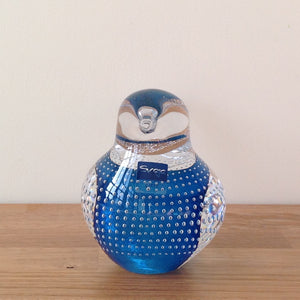 Svaja Basil Bird Big Bubbles Teal Glass Ornament Paperweight