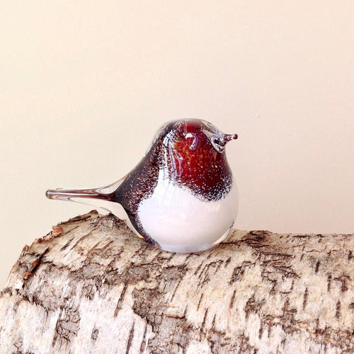 Glass Robin Bird Sculpture Ornament