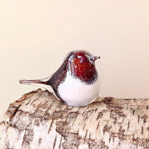Glass Robin Bird Sculpture Ornament