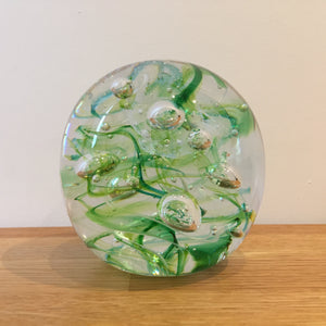 Teign Valley Glass Green Nebula  Paperweight