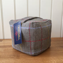 Load image into Gallery viewer, Tweedmill Tweed Square Door Stop - Tweed/Red