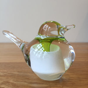 Svaja Basil Bird White/Lime Glass Ornament Paperweight