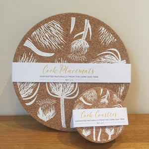 Cork Thistle Coasters Set Of 4