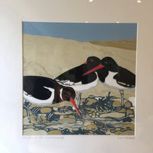 Load image into Gallery viewer, ORIGINAL REDUCTION LINO CUT ART &quot;ALONG THE WATERS EDGE&quot; 2/9 FRAMED IN SOLID OAK