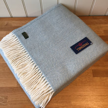 Load image into Gallery viewer, Tweedmill Fishbone Duck Egg Throw Pure New Wool Blanket