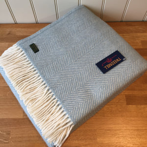 Tweedmill Fishbone Duck Egg Throw Pure New Wool Blanket