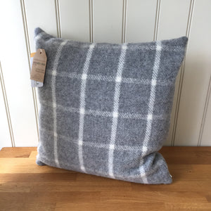 Tweedmill Pure New Wool Chequered Check Grey Cushion