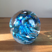 Load image into Gallery viewer, Teign Valley Glass Blue Nebula  Paperweight