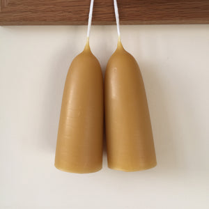 100% Natural Pure UK Beeswax Stumpie Candles x 1 Pair British Made