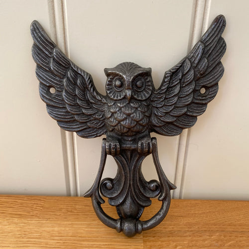 Owl Wings Spread Cast Antique Iron Door knocker Country Cottage Style Gift
