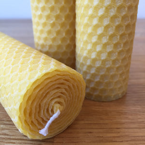 Beeswax Honeycomb Pillar Candles - Set of 4 Natural Sustainable Country Gift