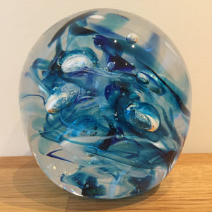 Teign Valley Glass Blue Nebula  Paperweight