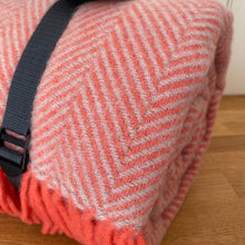 Load image into Gallery viewer, Tweedmill Polo Picnic Rug with Waterproof Backing and Carry Strap - Herringbone Flamingo/Grey