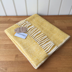 Baby Pram Blanket - Beehive Yellow 100% Pure New Wool
