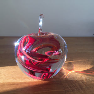 Glass Apple Sculpture Red Paperweight