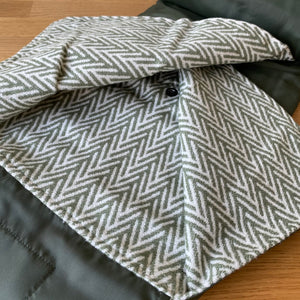 Tweedmill Walker Companion  Picnic Rug Waterproof Backed - Cotton Olive Herringbone