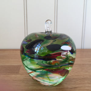 Glass Apple Sculpture Green Mix Paperweight