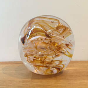 Teign Valley Glass Amber Nebula  Paperweight