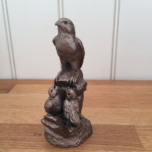 Load image into Gallery viewer, Falcon with young Frith Sculpture By Guy Redwood