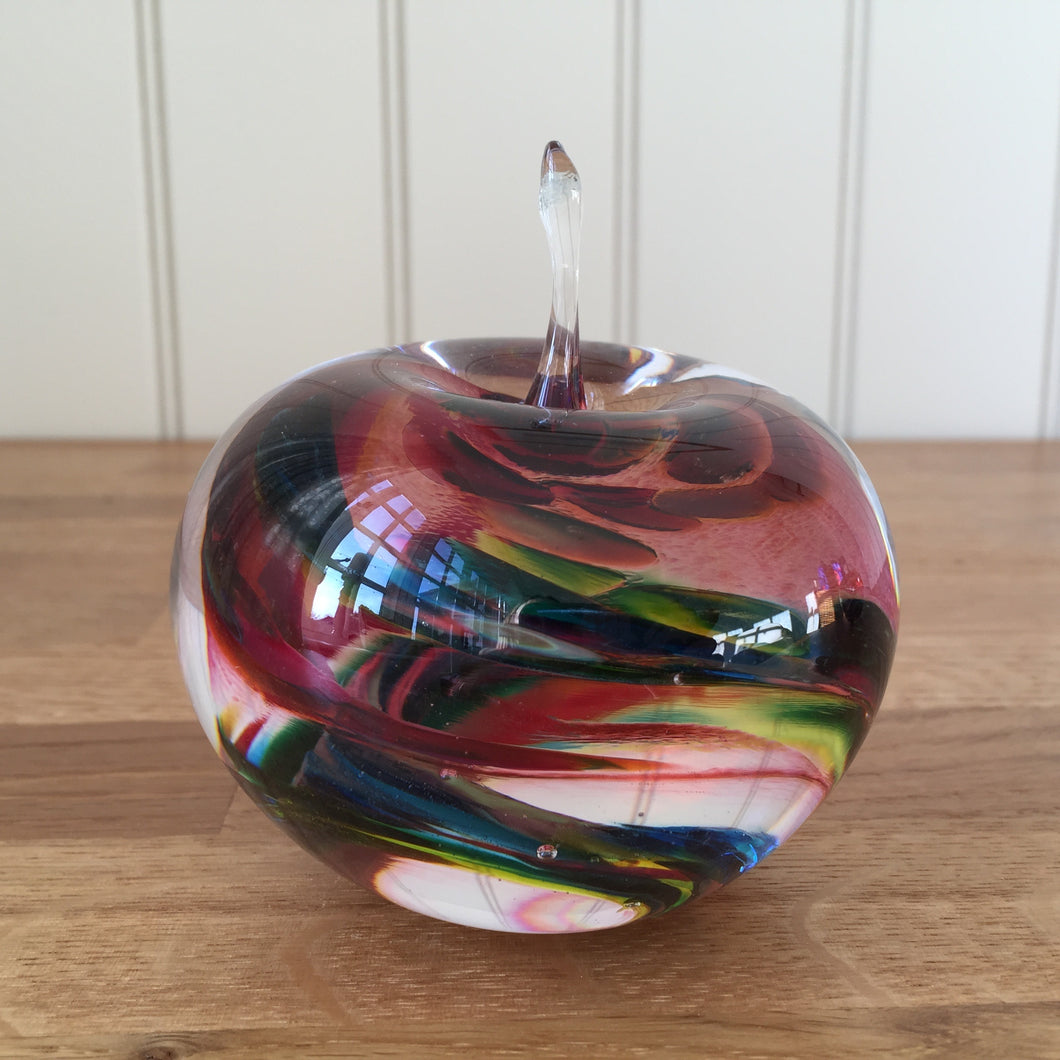 Glass Apple Sculpture Red Mix Paperweight