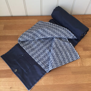Tweedmill Walker Companion  Picnic Rug Waterproof Backed - Cotton Navy Herringbone