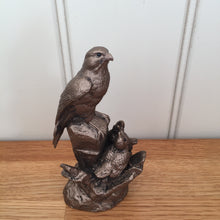 Load image into Gallery viewer, Falcon with young Frith Sculpture By Guy Redwood