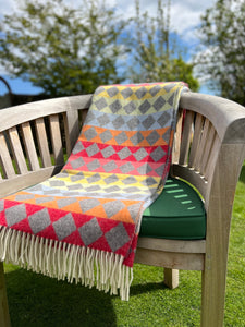 Tweedmill Merino Lambswool Natural Diamond Rainbow Throw For Cathleen