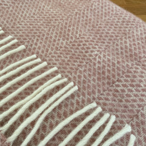 Baby Pram Blanket - Beehive Dusky Pink 100% Pure New Wool