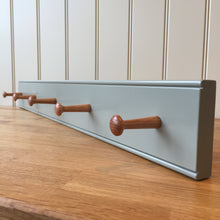 Load image into Gallery viewer, Traditional Shaker Peg Rail With Oak Pegs - Farrow and Ball Pigeon