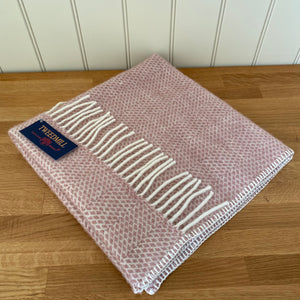 Baby Pram Blanket - Beehive Dusky Pink 100% Pure New Wool