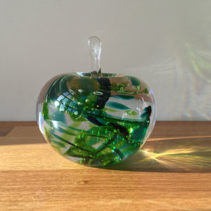 Glass Apple Sculpture Green Paperweight