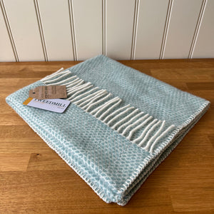 Baby Pram Blanket - Beehive Ocean 100% Pure New Wool