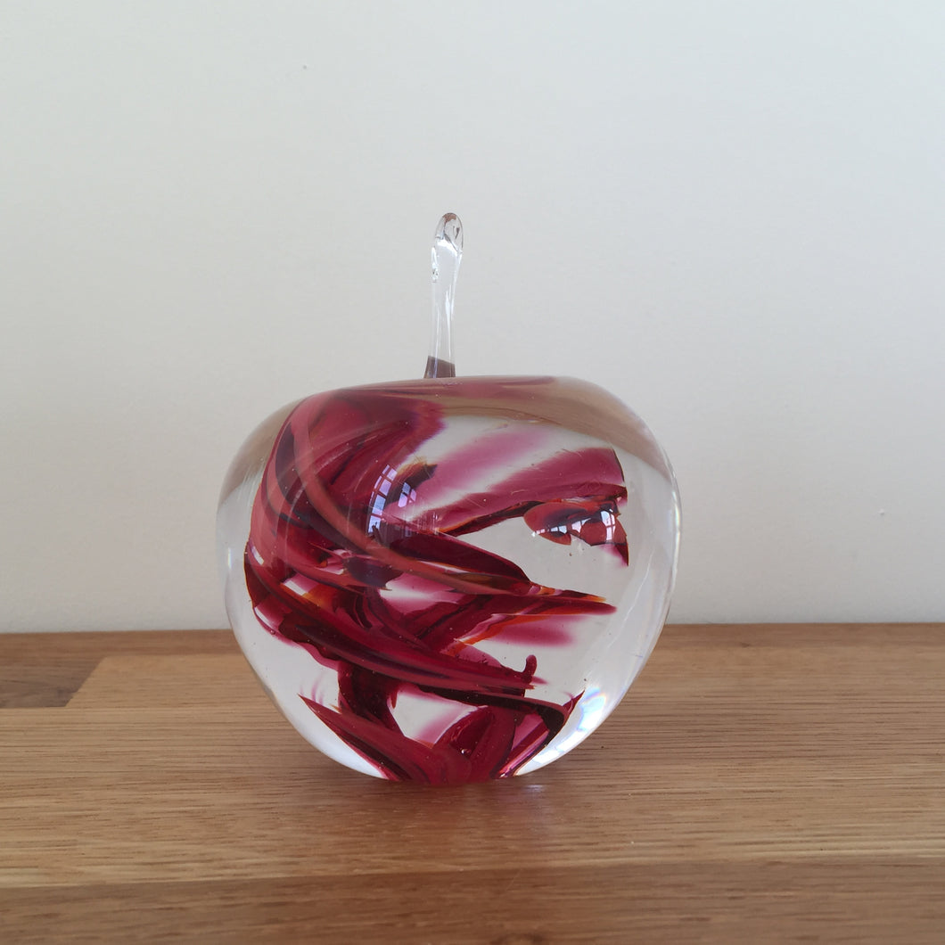 Glass Apple Sculpture Red Paperweight