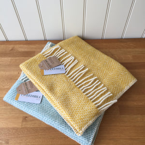 Baby Pram Blanket - Beehive Yellow 100% Pure New Wool