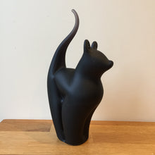 Load image into Gallery viewer, Glass Cat Sculpture Black Frosted Large Handmade Ornament