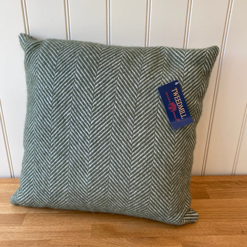 Tweedmill Pure New Wool Cushion Fishbone Olive