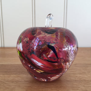 Glass Apple Sculpture Red Mix Paperweight