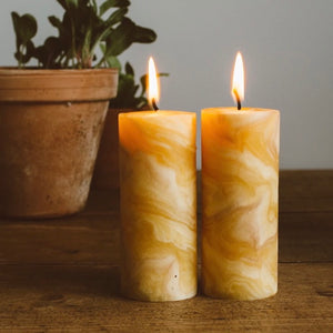 Marbled Beeswax Candles - Set of 2 Natural Sustainable Country Gift