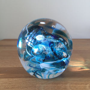 Teign Valley Glass Blue Nebula  Paperweight