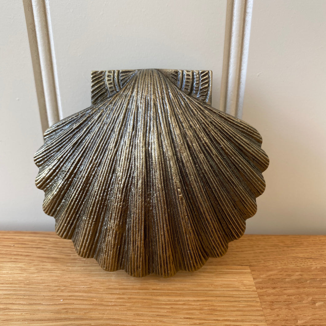 Scallop Shell Door knocker Antique Brass On Iron Vintage Country Cottage Style