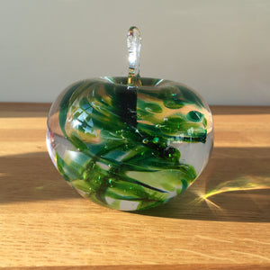 Glass Apple Sculpture Green Paperweight