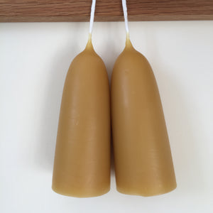 100% Natural Pure UK Beeswax Stumpie Candles x 1 Pair British Made